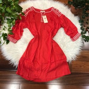 Embroidered Shoulder Beautiful Cuff Dress